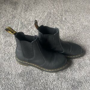 Dr. Martens Black and Yellow Ankle Boots with Elastic Panels